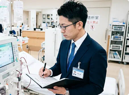 社員が機器をチェックしている画像